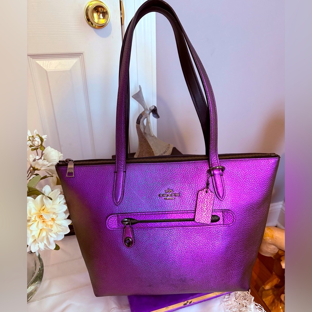 Rare Coach Hologram Iridescent Purple Tote Bag